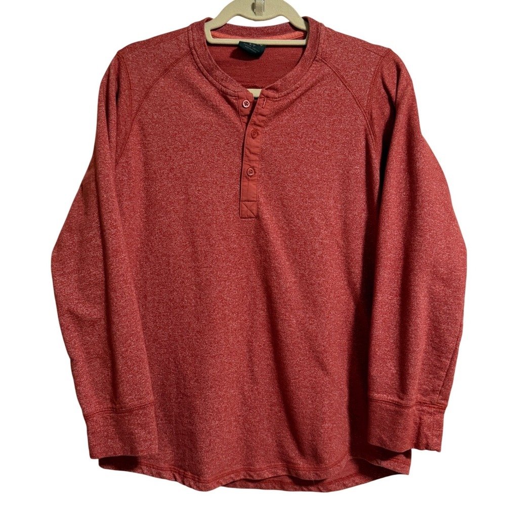 Oakley Mens Long Sleeve Henley Shirt Heather Red Small Activewear Logo Top